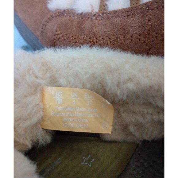 B Zees Golden Toffee Faux Suede Faux Fur Slip On Ankle Boots Size 7 M - Picture 7 of 9